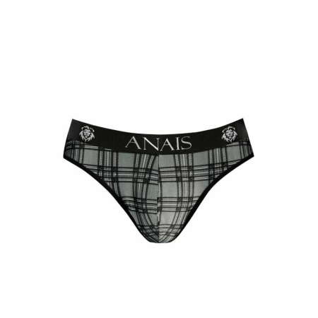 ANAIS MEN Balance Slip L - Microfiber Checked Briefs, Black/Grey/White