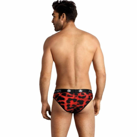 ANAIS MEN SAVAGE Briefs L - Red Microfiber, Animal Print, Wide Waistband