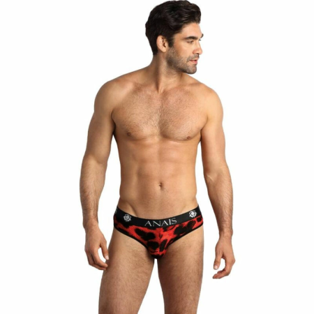 Anais Men SAVAGE Briefs M - Microfiber Animal Print, Red, Medium