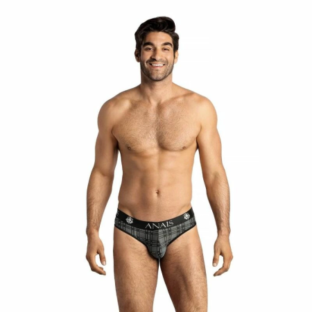 ANAIS MEN Balance Slip S - Checked Microfiber Briefs, Black/Grey/White