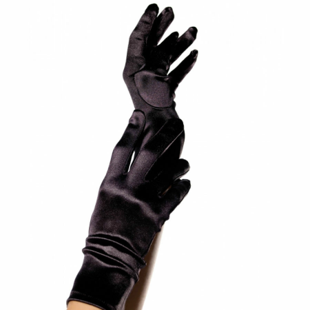 Leg Avenue Satin Gloves Black - Elegant Short Party Accessory One Size