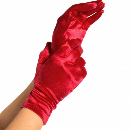 Leg Avenue Satin Gloves Red - Short Elegant Shiny Party Model One Size