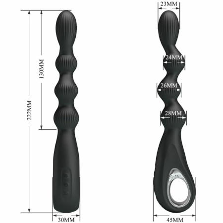 Pretty Love Federer Anal Vibrator 12 Modes Black Silicone USB Rechargeable