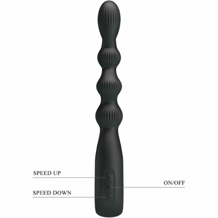 Pretty Love Federer Anal Vibrator 12 Modes Black Silicone USB Rechargeable