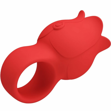 Pretty Love Jae Rose-Shaped Finger Model, 10 Modes, Red Silicone