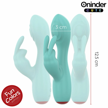 ONINDER Cute Love Bunny Turquoise App-Controlled Dual Stimulator 12.5cm