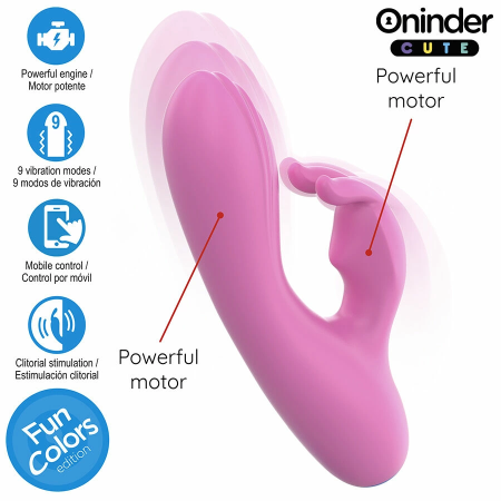 ONINDER Cute Love Bunny Vibrator - App-Controlled, Dual Stimulation, Pink/Blue