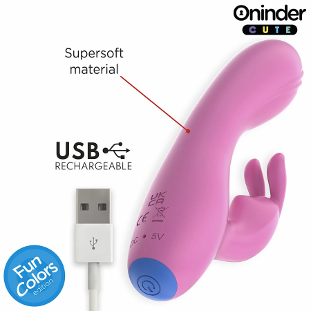 ONINDER Cute Love Bunny Vibrator - App-Controlled, Dual Stimulation, Pink/Blue