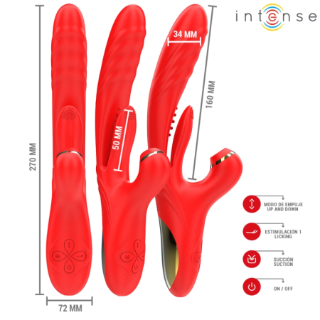INTENSE Karol Multifunctional Vibrator Red, Thrust & Wave System