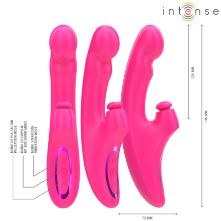 INTENSE EMI 3-in-1 Compact Personal Massager 13.5cm 10 Modes Pink