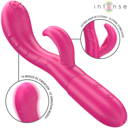 INTENSE Amara Pink Vibrating Device with Stimulating Tongue, 10 Modes