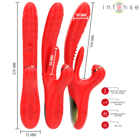 INTENSE Rosalia Red 3-in-1 Multifunctional Stimulation Device Waterproof