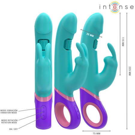 INTENSE Monica Blue Dual-Action Vibrator with Rotating Stimulation, 22.5cm