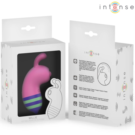 INTENSE Willie Bee-Shaped Pulsating Tongue Device, Pink-Green, USB, IPX7