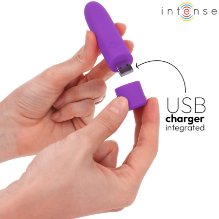 INTENSE Symone USB Rechargeable Vibrating Bullet Purple 10cm Compact