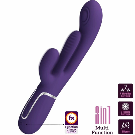 Pretty Love Shania Triple System Intimate Vibrator Purple Silicone USB