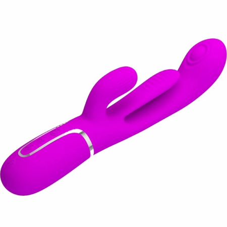 Pretty Love Shania Triple Vibrating Silicone Device Pink, 7 Modes