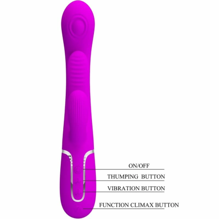 Pretty Love Shania Triple Vibrating Silicone Device Pink, 7 Modes