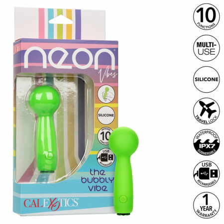 CalExotics Neon Vibes The Bubbly Vibe Mini Massager Green 10 Modes