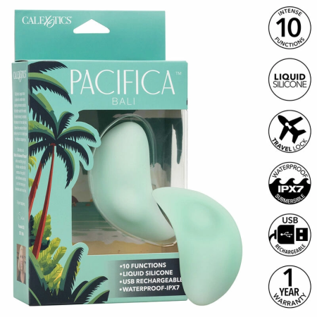 CalExotics Pacifica Bali Curved Silicone Stimulator 10 Functions Aqua