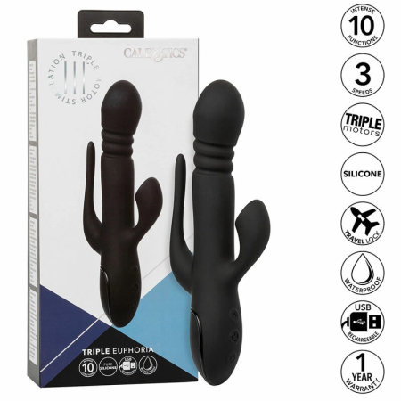 CalExotics Triple Euphoria Black Multi-Action Intimate Device 14 cm
