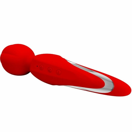 Pretty Love Walter Vibrating Wand Red - 7 Modes, Silicone, USB Rechargeable