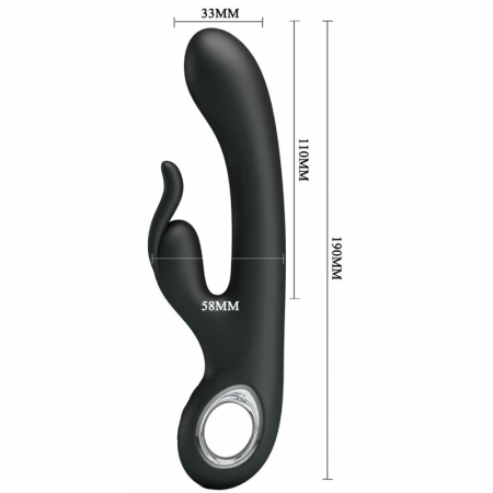 Pretty Love Carina Dual-Action Vibrator Black Silicone, 7 Modes USB