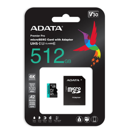 ADATA Premier Pro 512 GB MicroSDXC Klasės 10