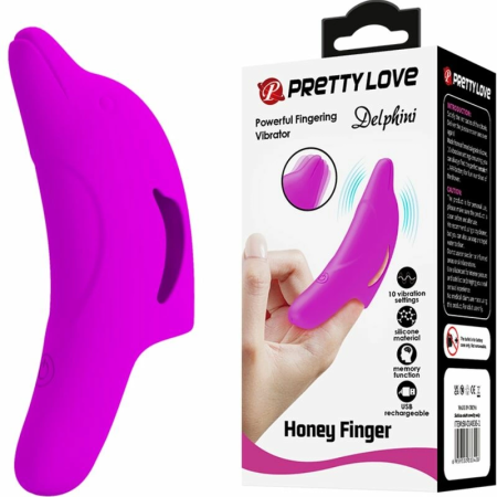 Pretty Love Delphini Finger Model - 10-Mode USB Silicone, Purple