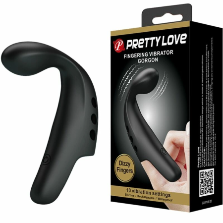 Pretty Love Black Gorgon Rechargeable Finger Massager, 10 Modes, Black