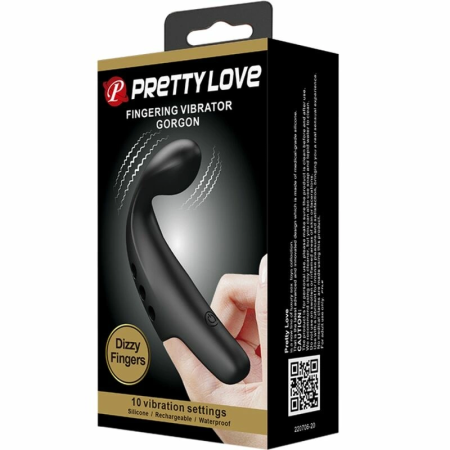 Pretty Love Black Gorgon Rechargeable Finger Massager, 10 Modes, Black