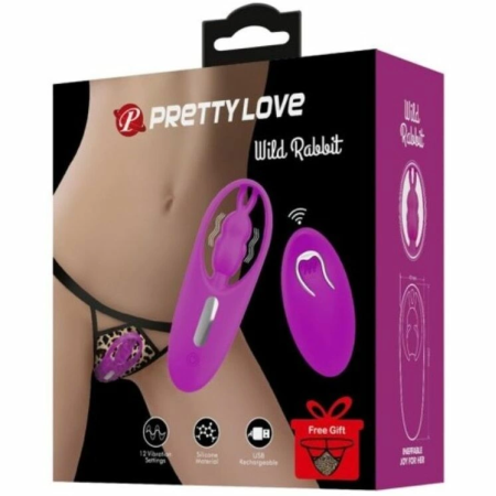 Pretty Love Wild Rabbit Intimate Panty Device with Remote, Lilac, 10.8 cm