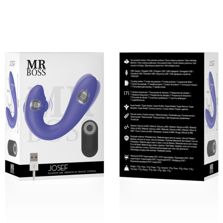 MR BOSS JOSEF Intimate Duo Device Pulsation & Vibration Remote 12cm Blue