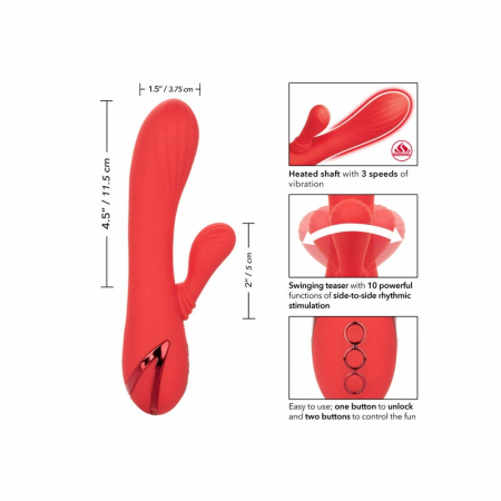 CalExotics Palisades Passion Red Heated Silicone Massager 11.5cm