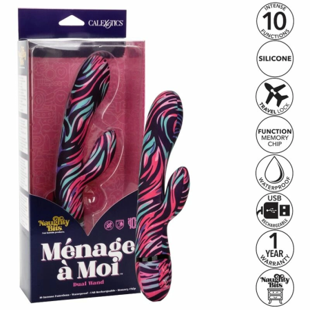 CalExotics Menage a Moi Dual Wand - Waterproof 10-Mode USB Massager 21cm