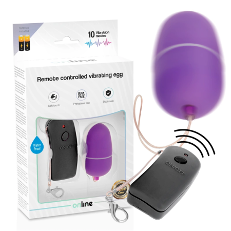 ONLINE Remote-Controlled Wireless Vibrating Device Purple 10 Modes ABS 6cm