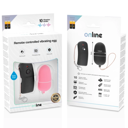 ONLINE Remote-Controlled Wireless Vibrating Egg Pink 10 Modes ABS 6cm