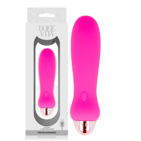 Dolce Vita Five Pink USB Rechargeable Silicone Intimate Device 12.4cm 7 Modes