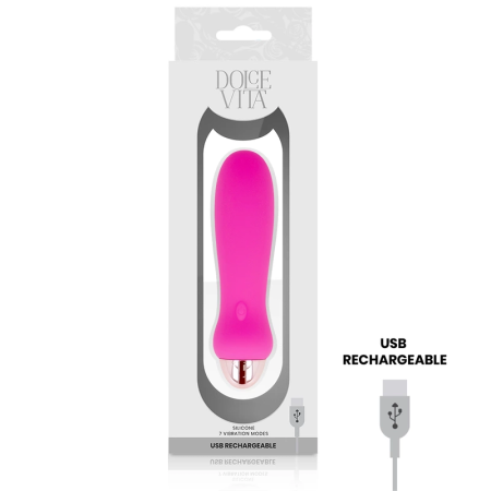 Dolce Vita Five Pink USB Rechargeable Silicone Intimate Device 12.4cm 7 Modes