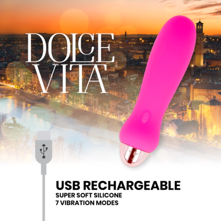 Dolce Vita Five Pink USB Rechargeable Silicone Intimate Device 12.4cm 7 Modes