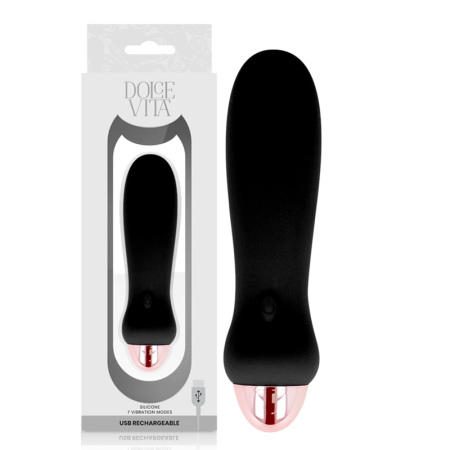 Dolce Vita Five Black Intimate Device 7 Modes USB Rechargeable Silicone