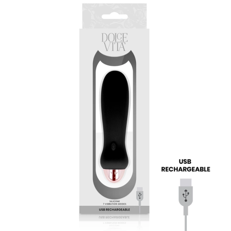 Dolce Vita Five Black Intimate Device 7 Modes USB Rechargeable Silicone
