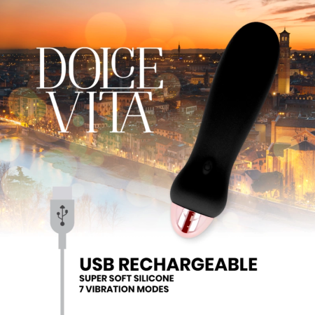 Dolce Vita Five Black Intimate Device 7 Modes USB Rechargeable Silicone