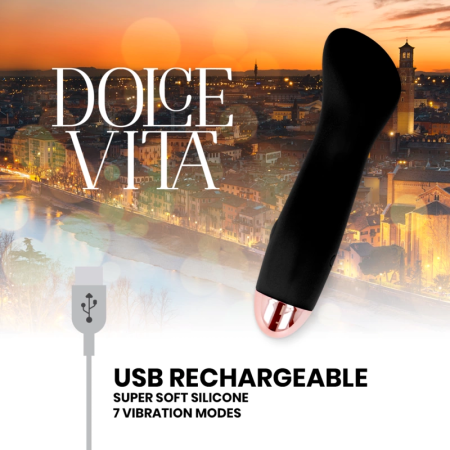 Dolce Vita One Black Intimate Device 7-Speed Rechargeable Silicone 12.5cm