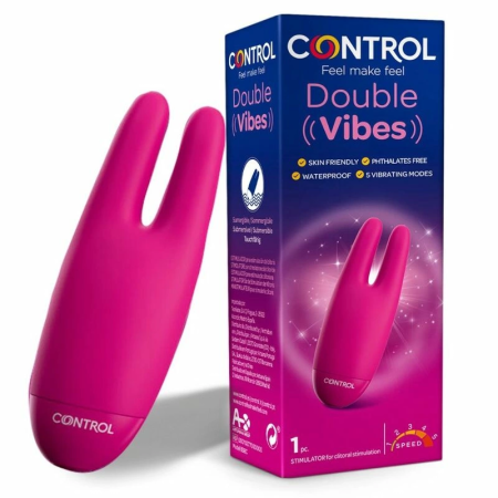 CONTROL Double Vibes Intimate Dual-Head Stimulator, 5 Modes, Waterproof