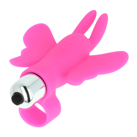 OHMAMA Butterfly Finger Vibrating Device, ABS Silicone, 10x7.3cm, Pink