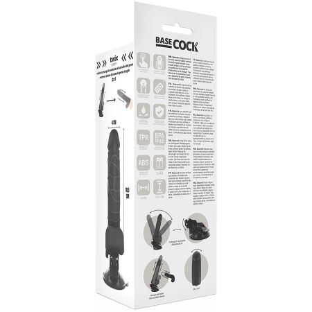 BASECOCK Black Vibrating Flexible Model 18.5cm Remote Control TPE