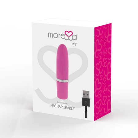Moressa Ivy Travel Intimate Vibrator, Pink, Rechargeable Silicone, 9 Modes