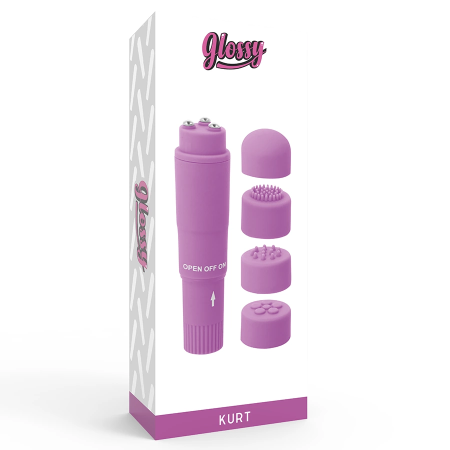 Glossy Kurt Compact Multi-Head Massager Purple 10.7cm ABS Waterproof