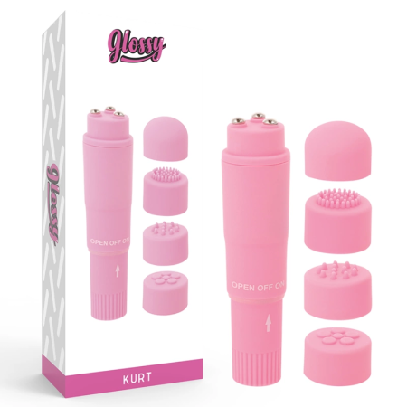 Glossy Kurt Pink Compact Multi-Speed Personal Massager 4-in-1